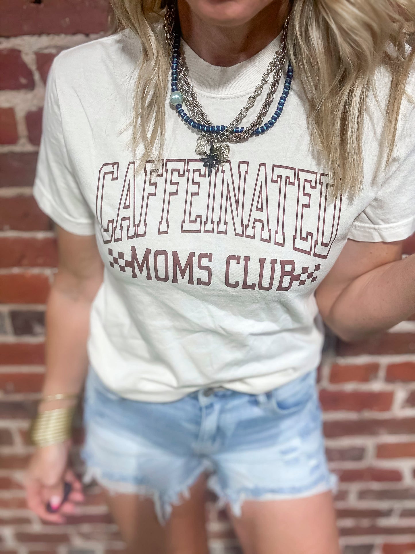 Caffinated Mom Club Garment Dyed Graphic T-shirt