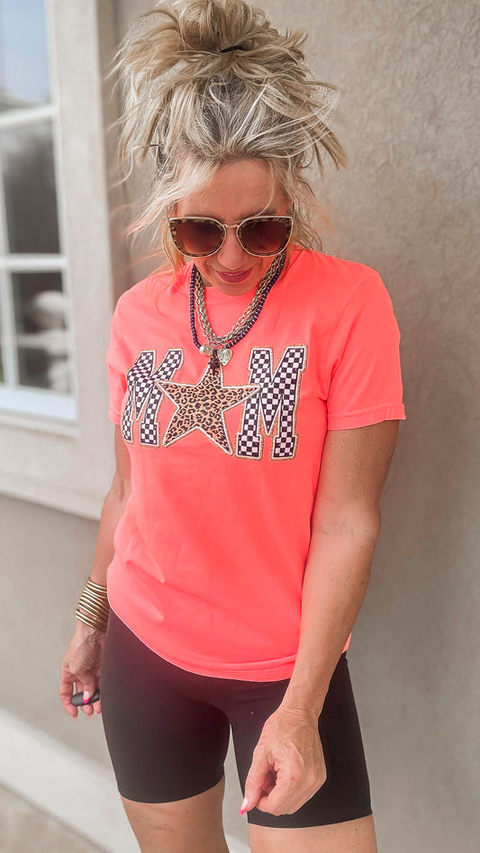 Neon Star MOM Garment Dyed Graphic T-shirt - Final Sale