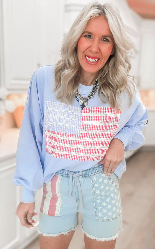 Flag Lace Trim Detail Sweatshirt