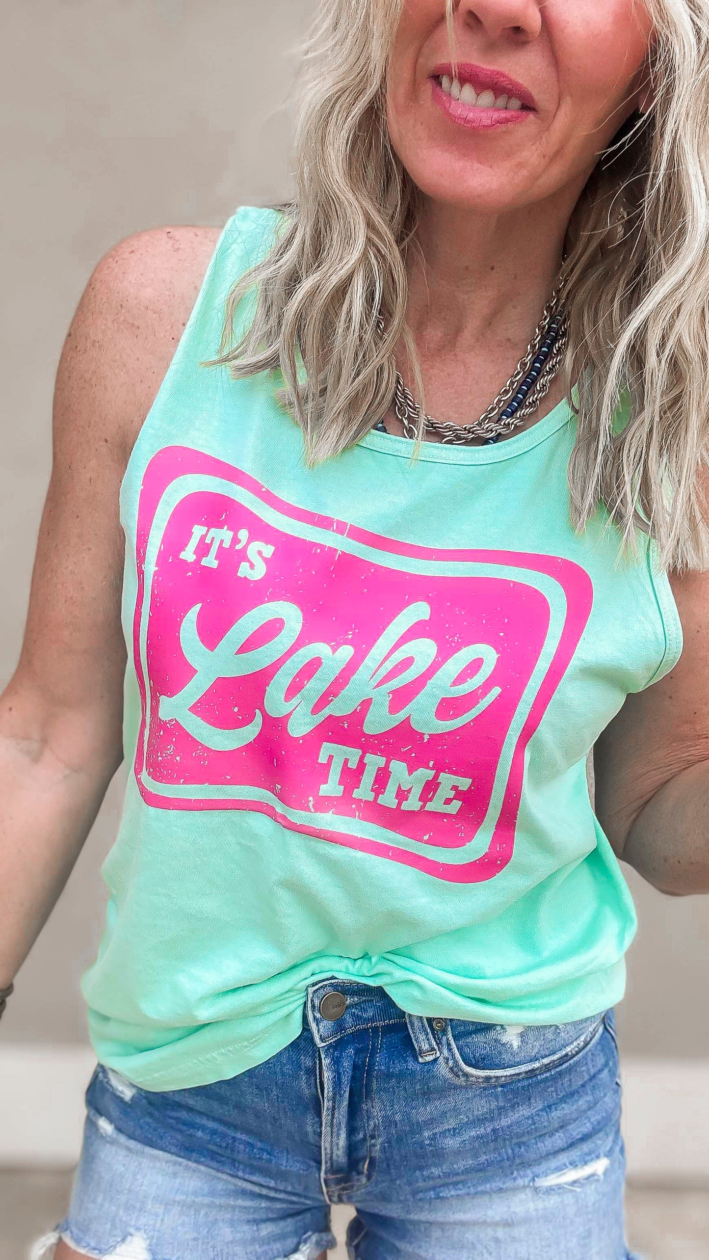 Lake Time Garment Dyed Graphic Tank Top - Final Sale