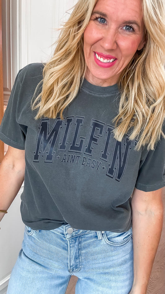 MILFIN Ain't Easy Garment Dyed Graphic T-shirt**