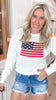 American Flag Round Neck Sweater Top - Final Sale