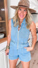 Mineral Wash Sleeveless Romper - Final Sale