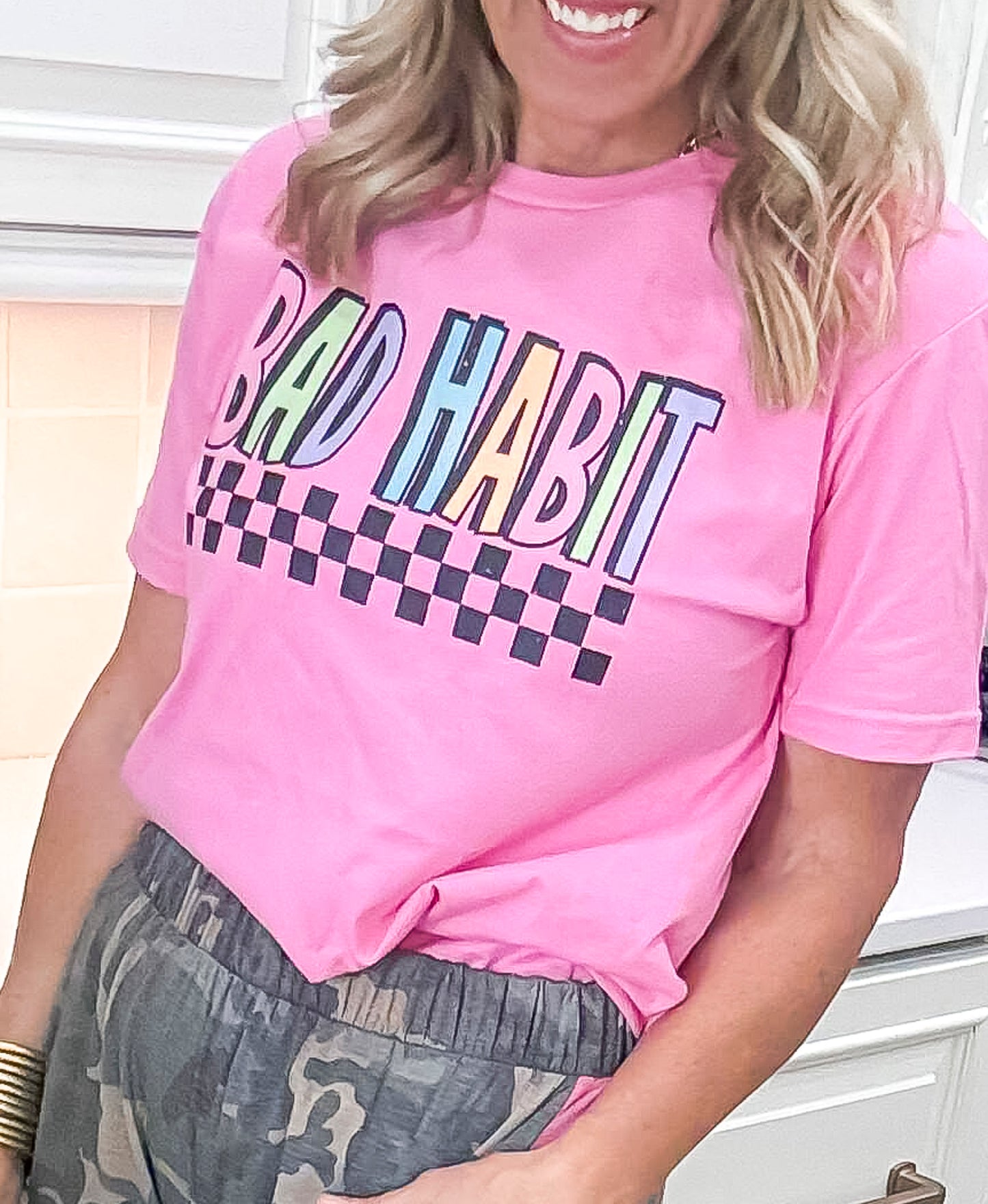 Rainbow BHB Checkered Birthday Graphic T-shirt