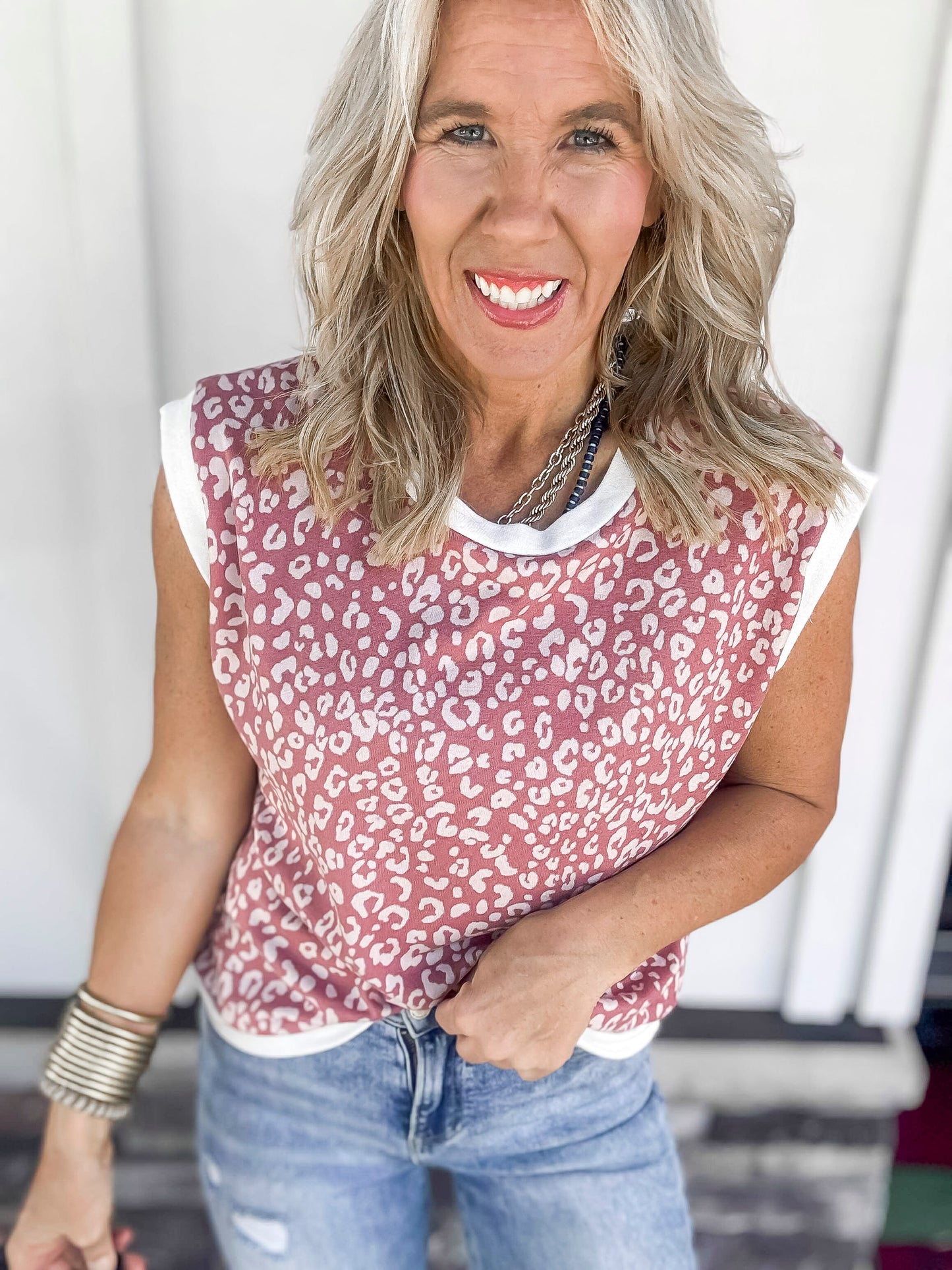 Leopard Print Dolman Short Sleeve Knit Top | HAPTICS - Final Sale