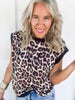 Dolman Short Sleeve Leopard Print Knit Top | HAPTICS - Final Sale