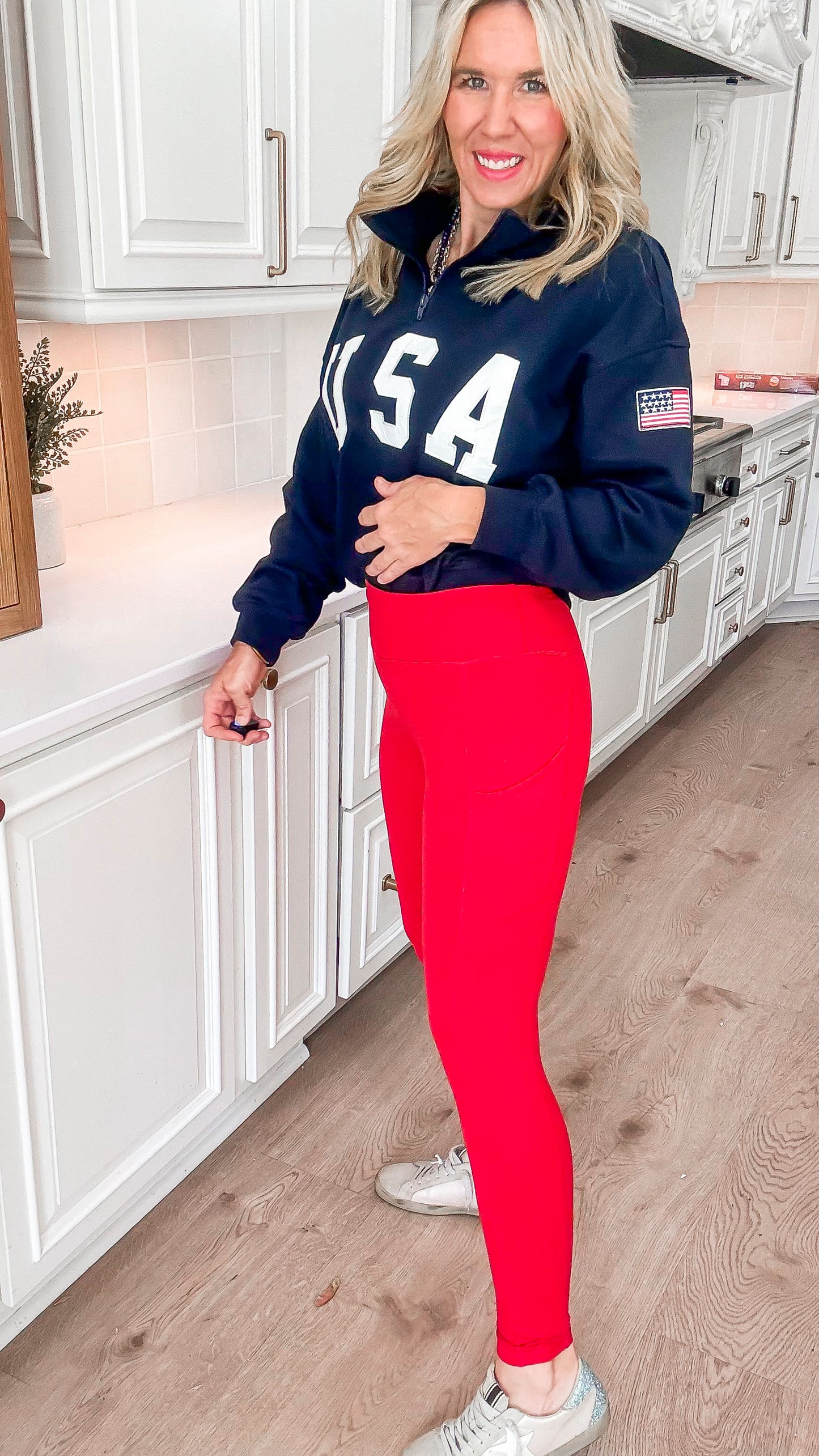 USA Half Zip Oversized Sweatshirt