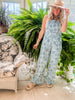 Blue Floral Straight Leg Overalls**