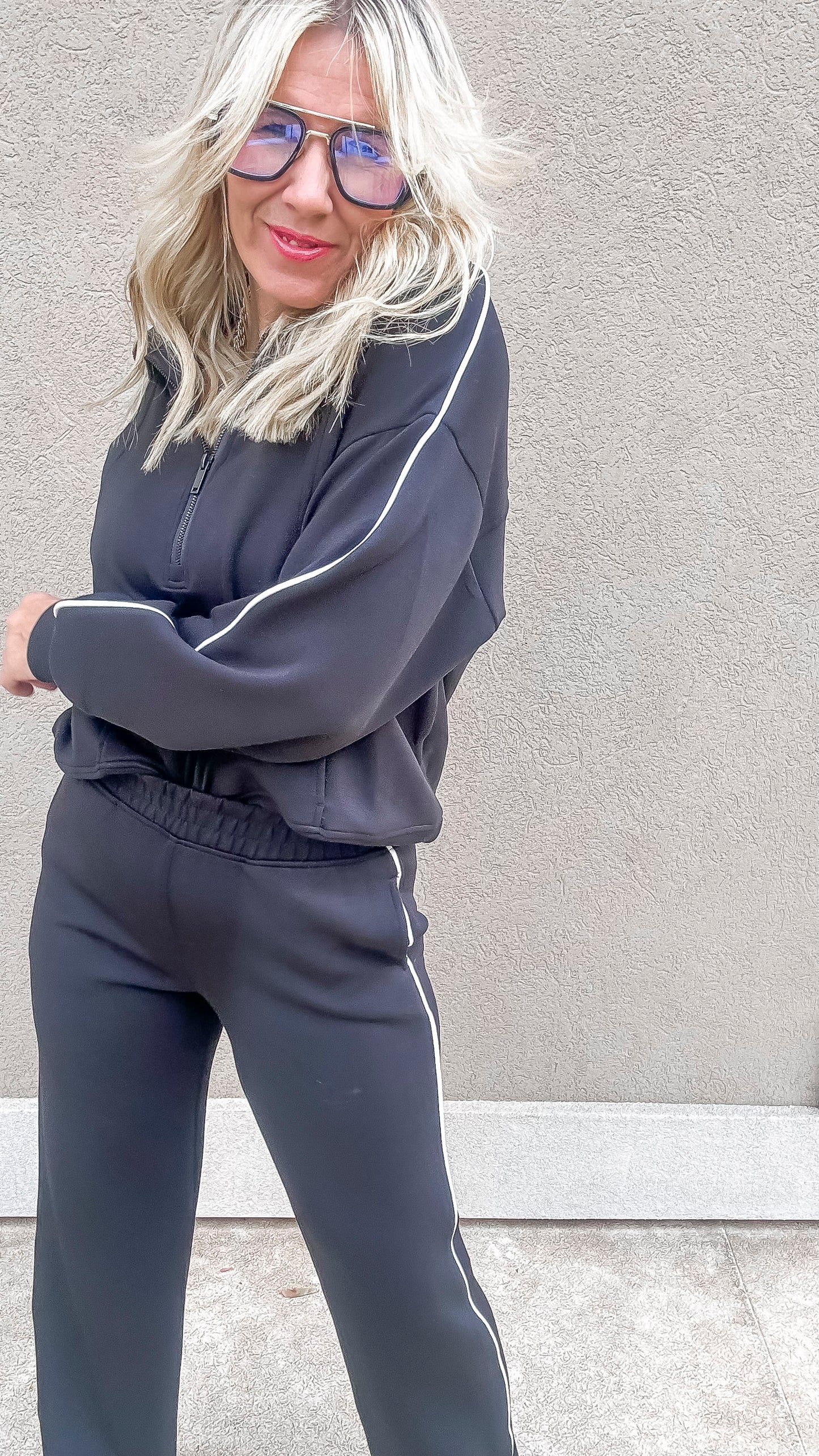 Modal Scuba Piping Quarter Zip Pullover
