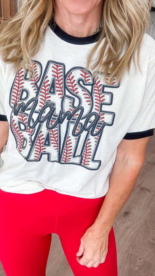 Stitch & Shout Baseball Mama Ringer Graphic T-shirt