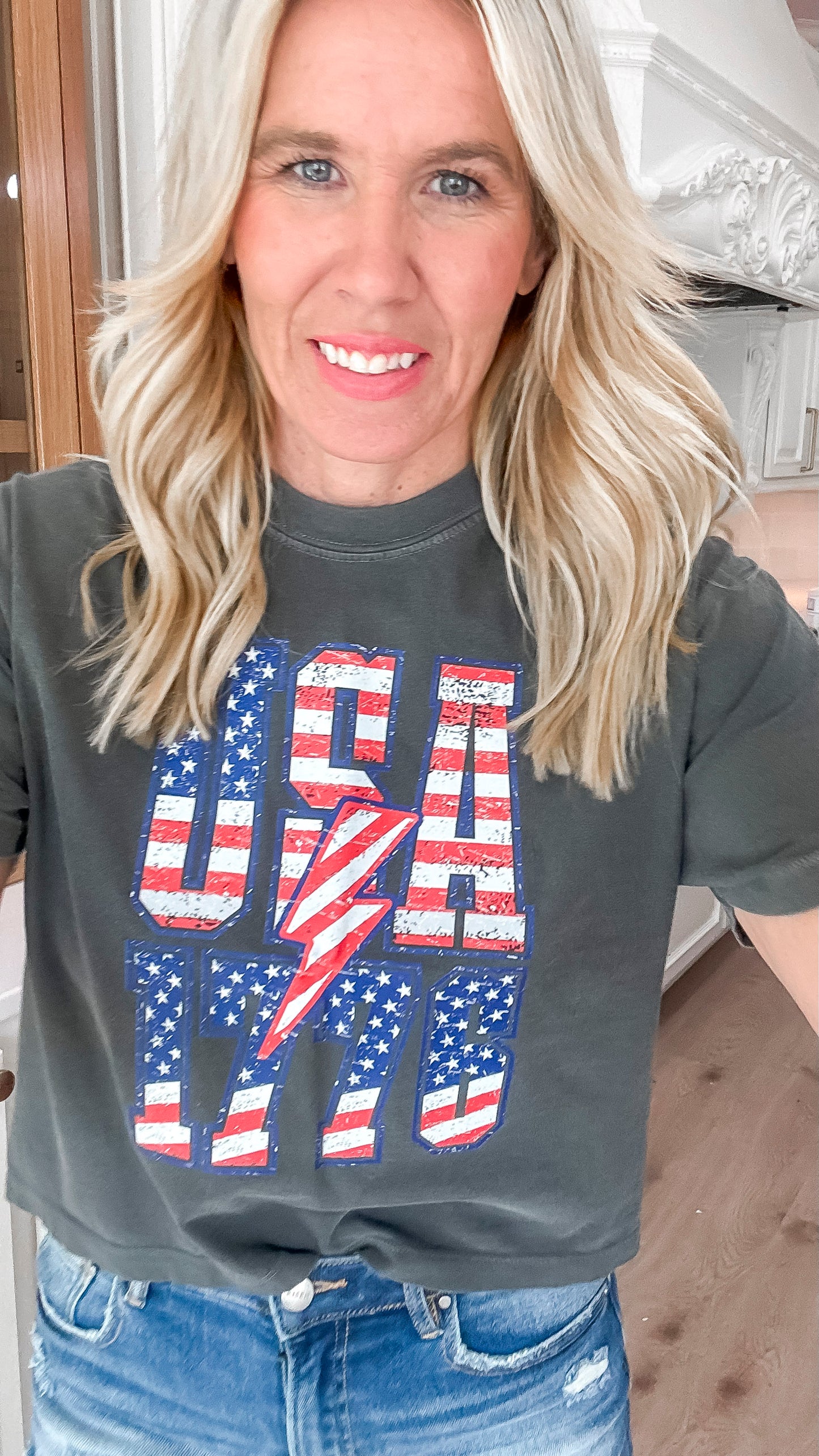 1776 USA Garment Dyed Graphic Boxy Crop T-shirt - Final Sale
