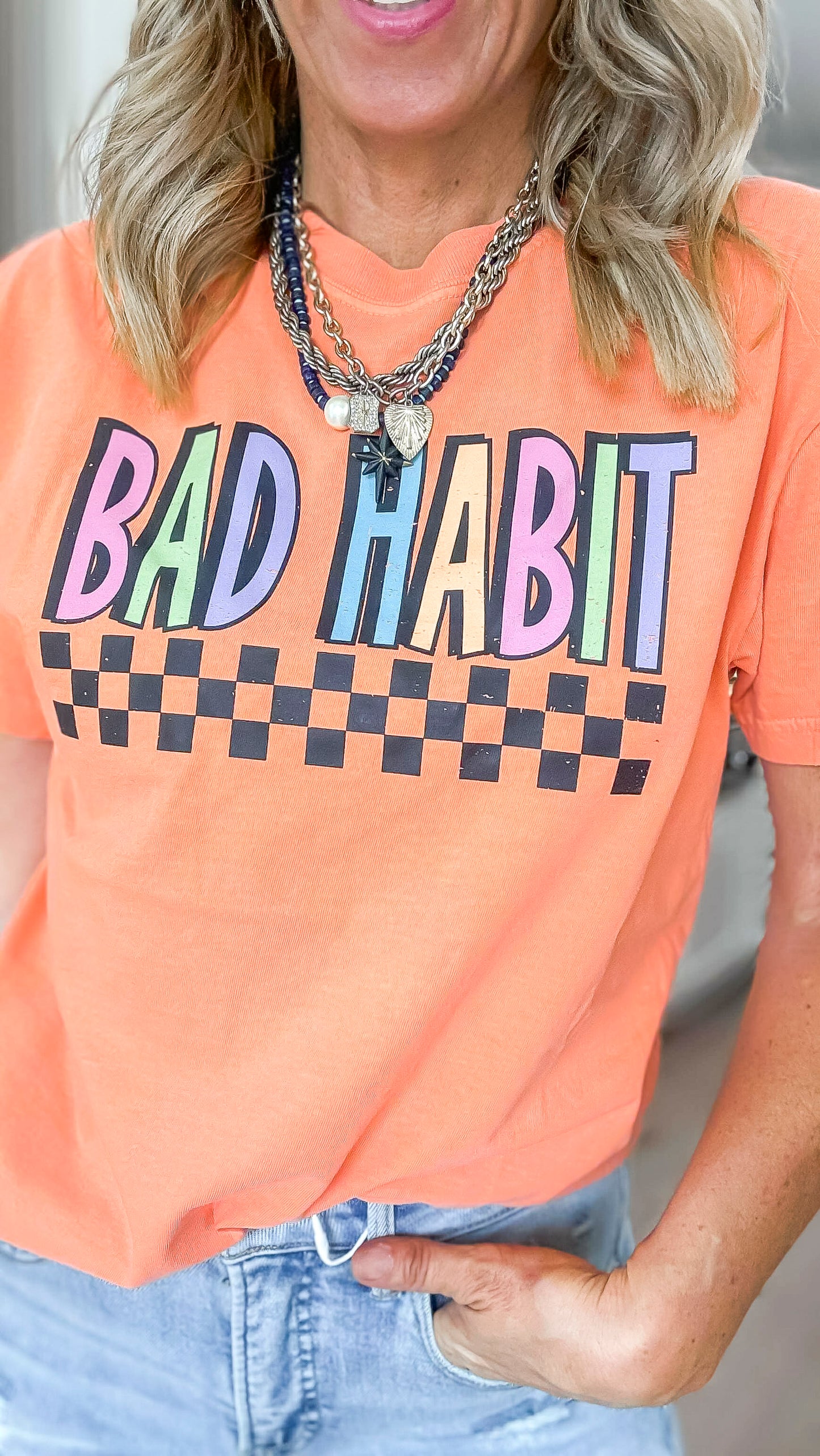 Rainbow BHB Checkered Birthday Garment Graphic T-shirt
