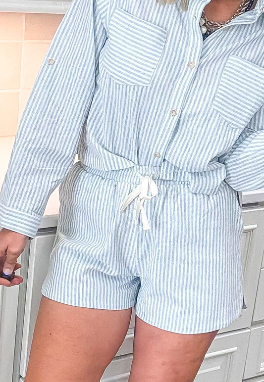 Coastal Blue Stripe Shorts