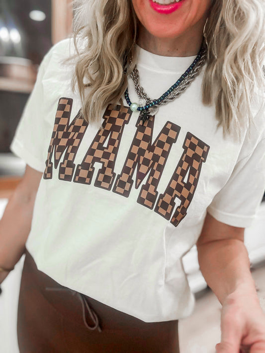 Checked MAMA Garment Dyed Graphic T-shirt