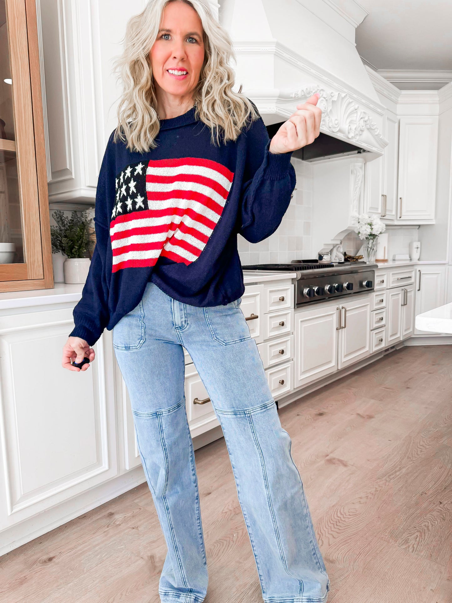 Cozy in the USA Knit Pullover Sweater - Final Sale