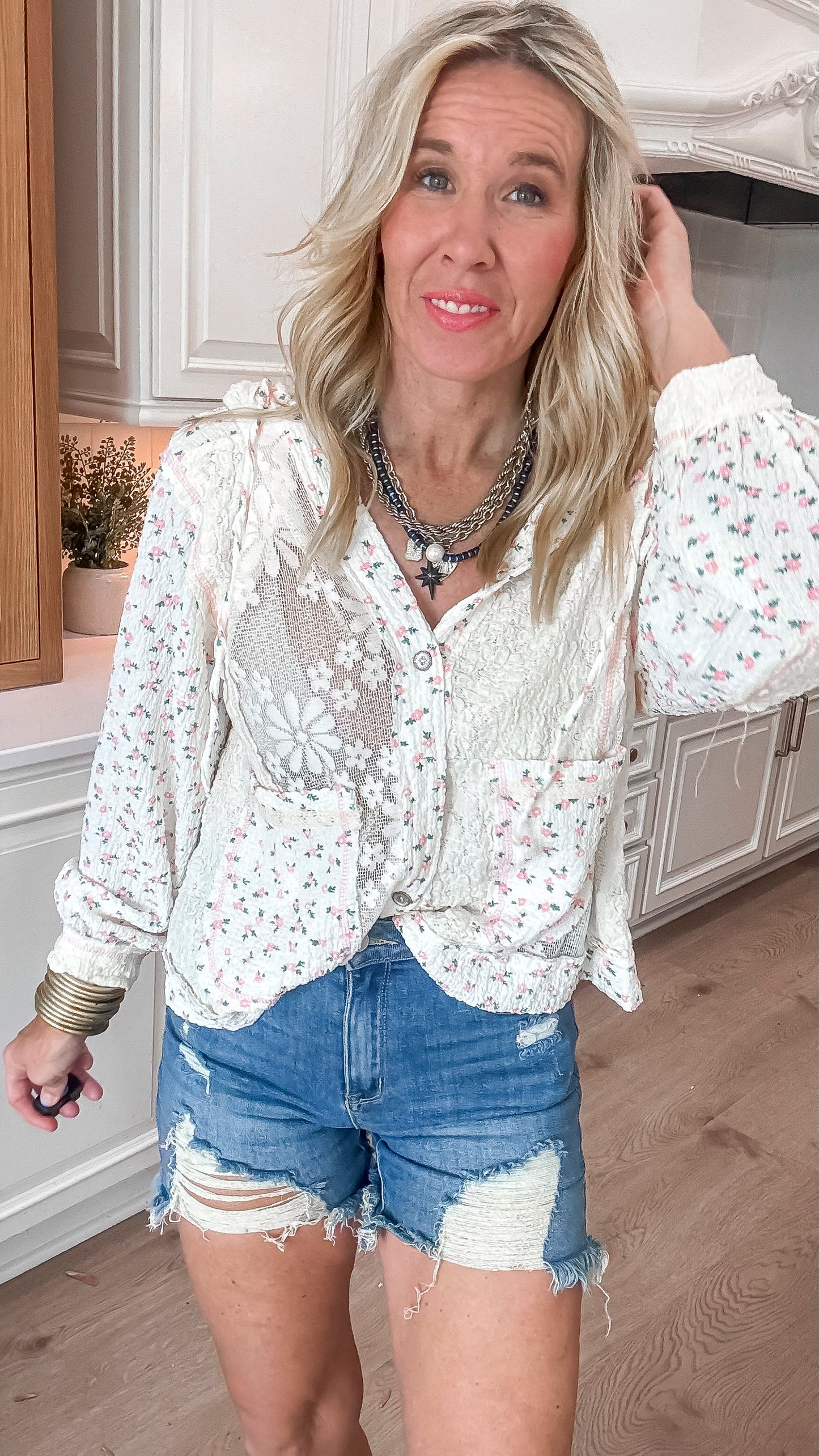 Cream Hoodie in Lace | POL