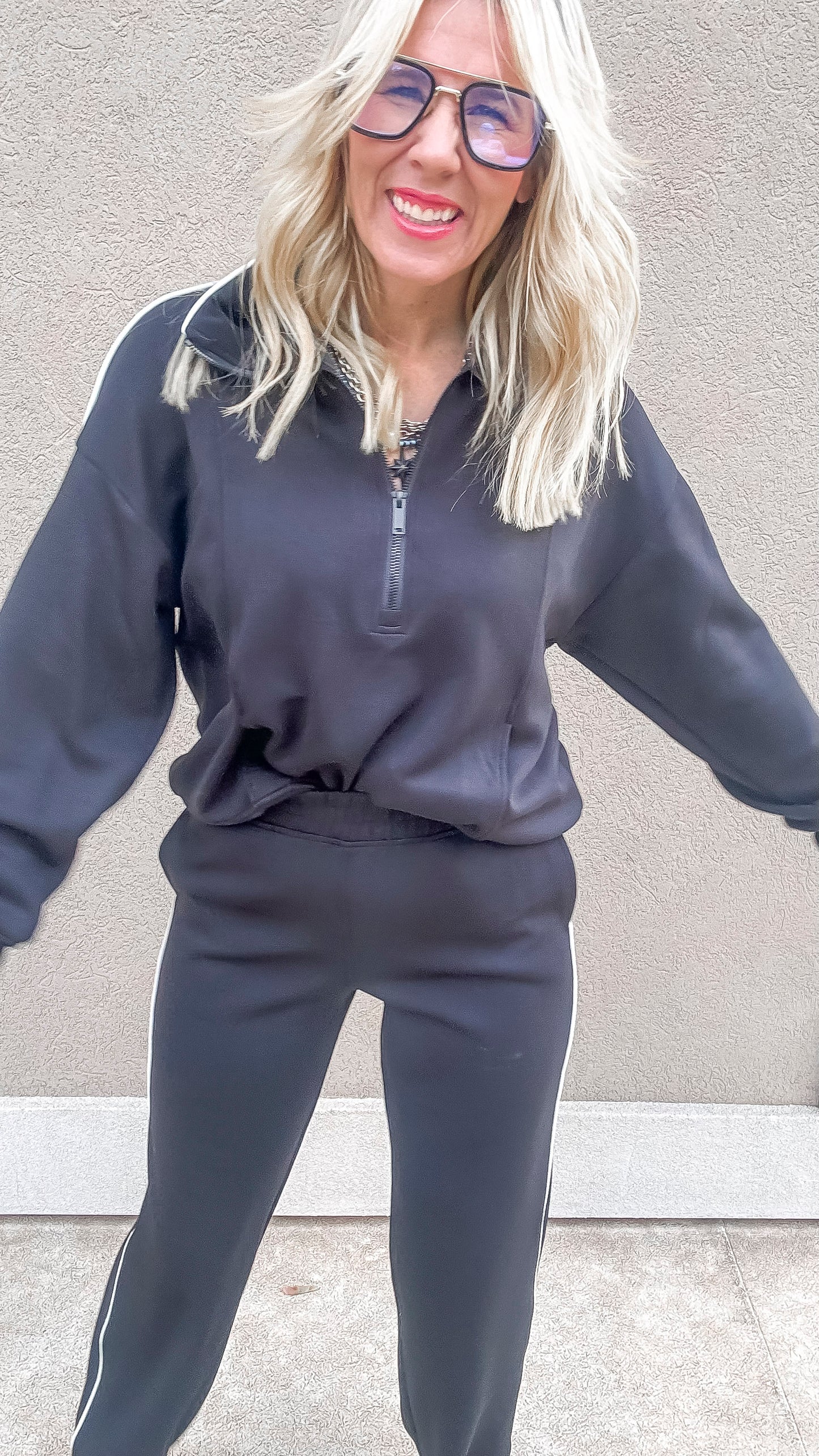 Modal Scuba Piping Quarter Zip Pullover