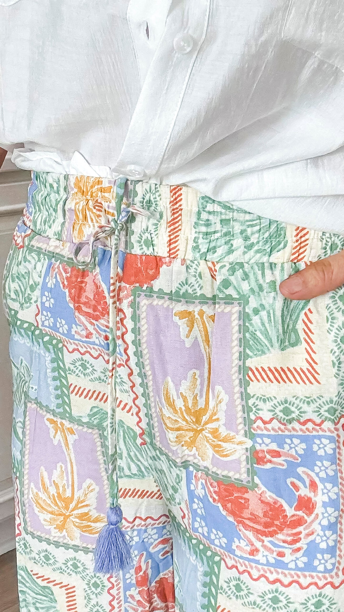 Pastel Paradise Wide Leg Pull On Pants - Final Sale