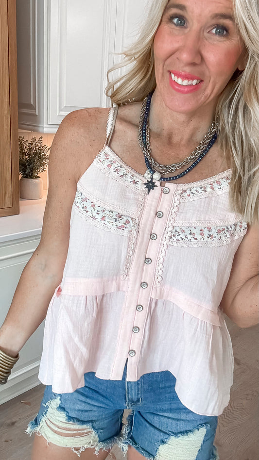 Vintage Bliss Flowy Tank Top | POL - Final Sale