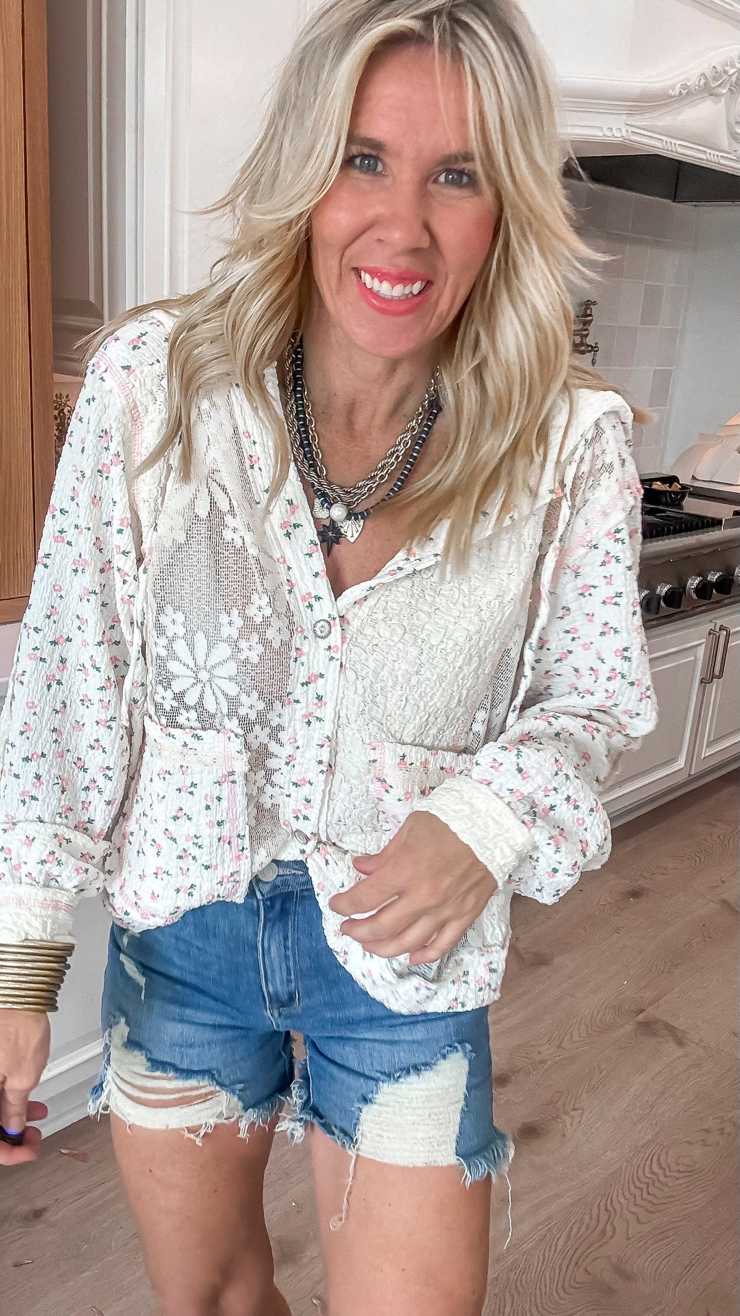 Cream Hoodie in Lace | POL