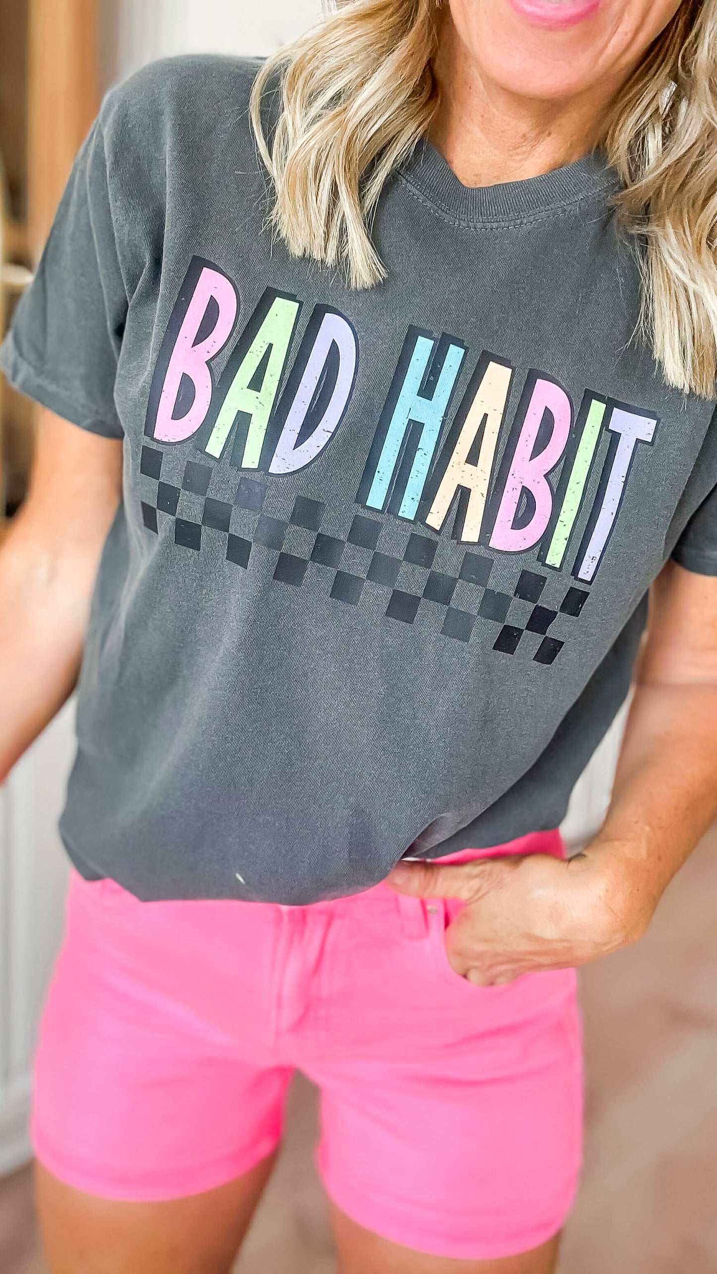Rainbow BHB Checkered Birthday Garment Graphic T-shirt