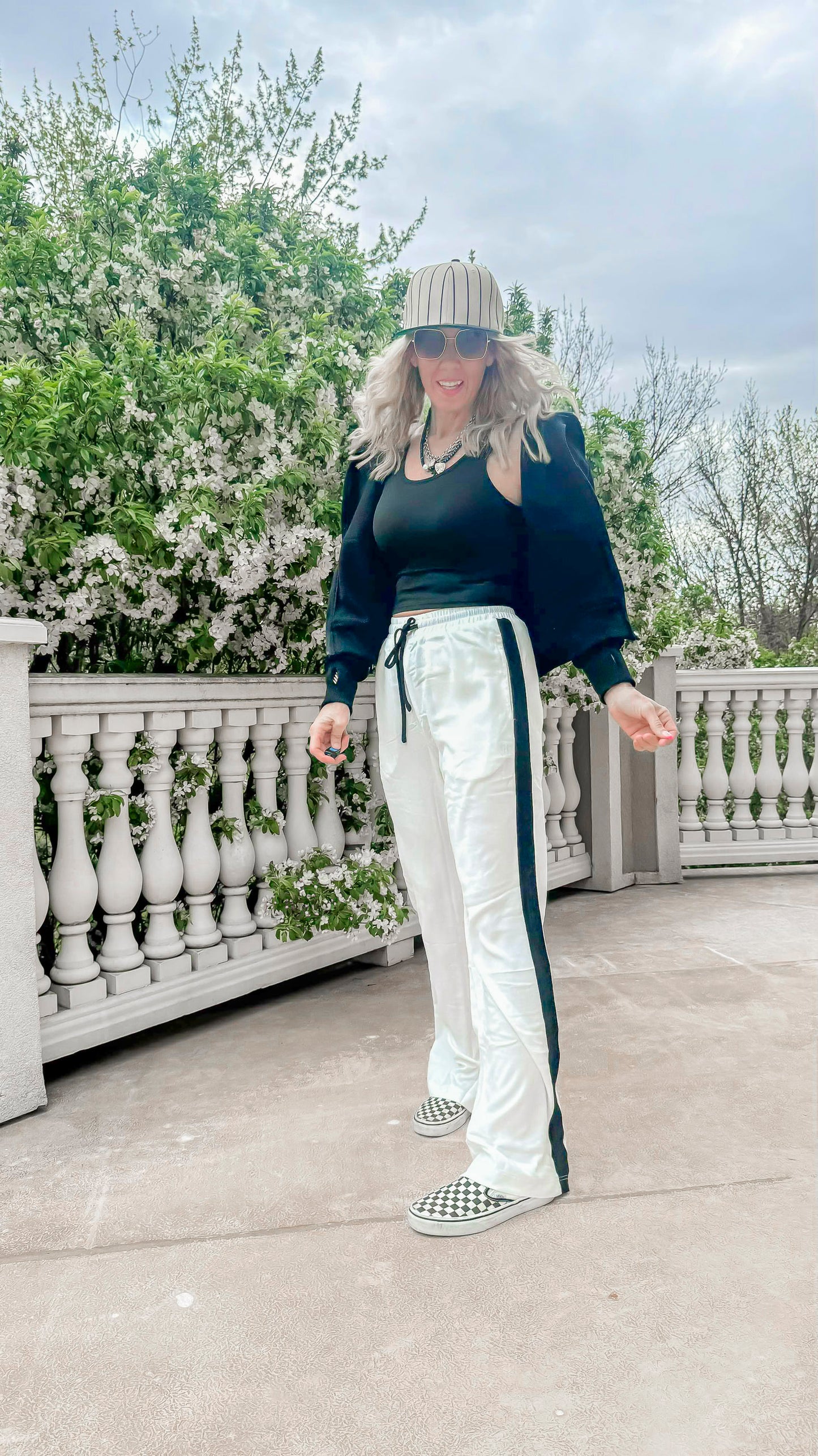 Track & Flare Striped Wide Leg Pants.