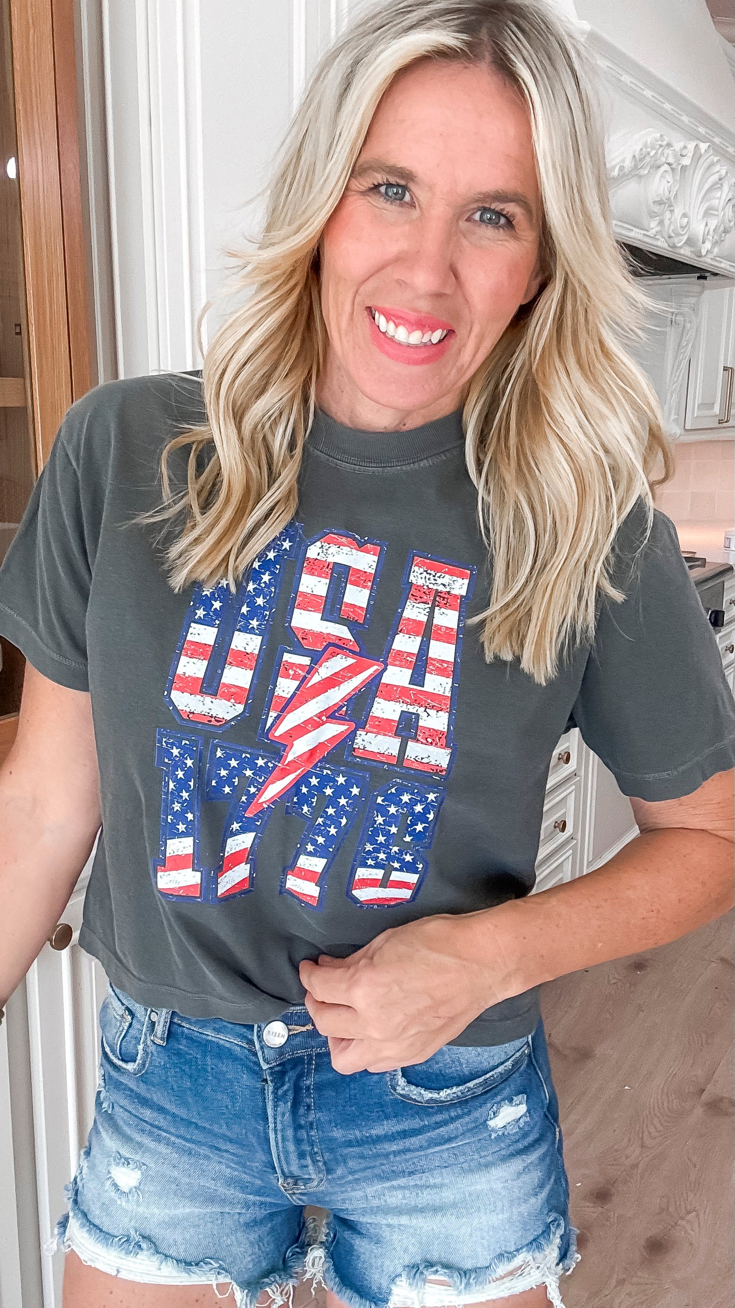 1776 USA Garment Dyed Graphic Boxy Crop T-shirt - Final Sale