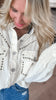Natural Studded Western Style Cotton Twill Top | POL - Final Sale