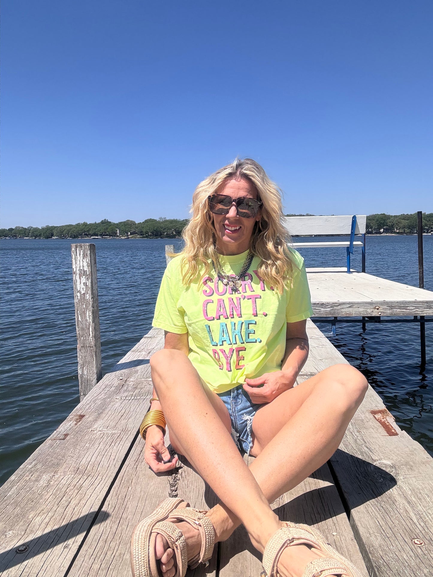 Sorry. Can't. Lake. Bye. Garment Dyed Graphic Boxy Crop T-shirt