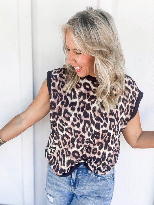 Dolman Short Sleeve Leopard Print Knit Top | HAPTICS - Final Sale