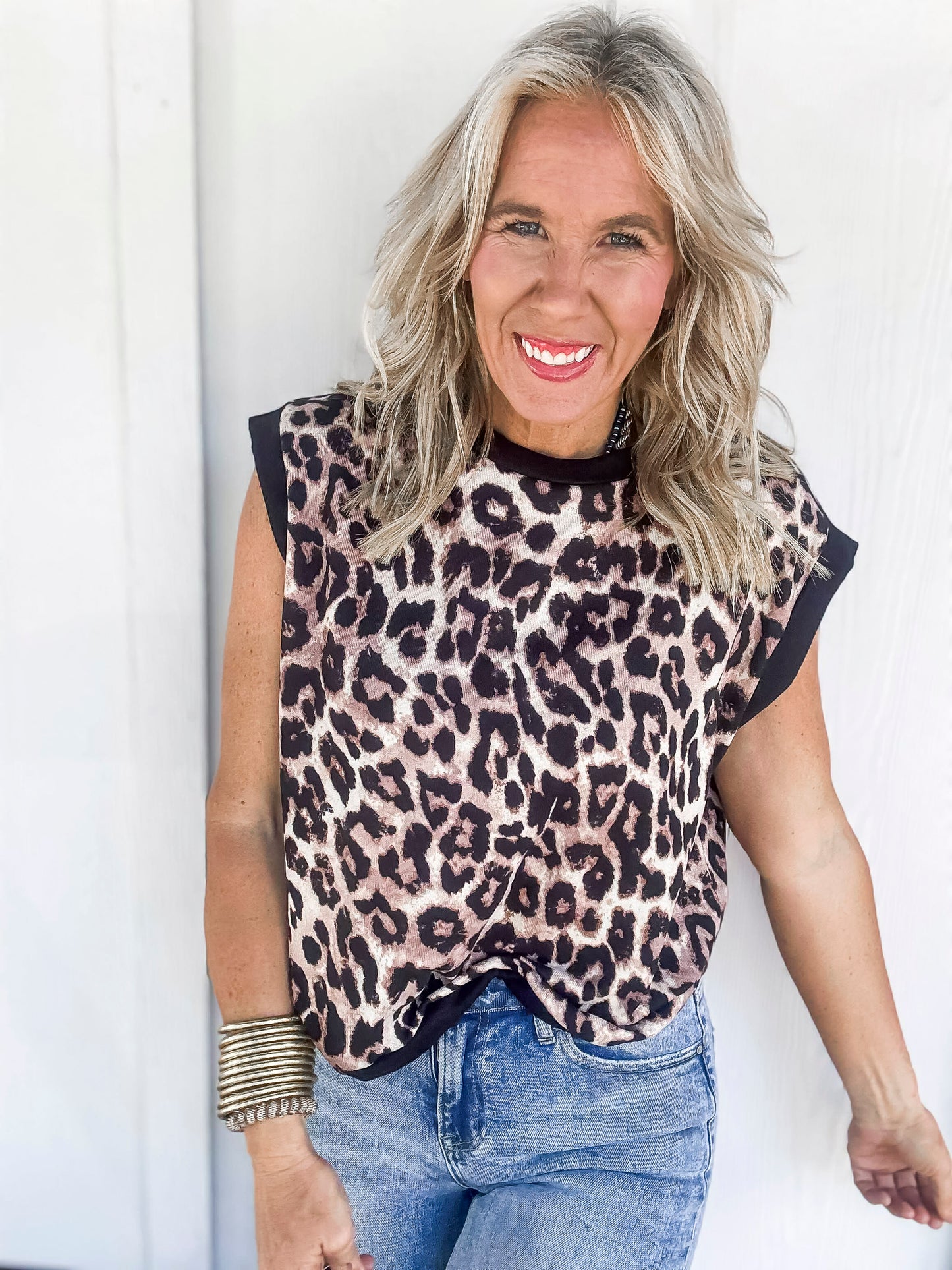 Dolman Short Sleeve Leopard Print Knit Top | HAPTICS - Final Sale
