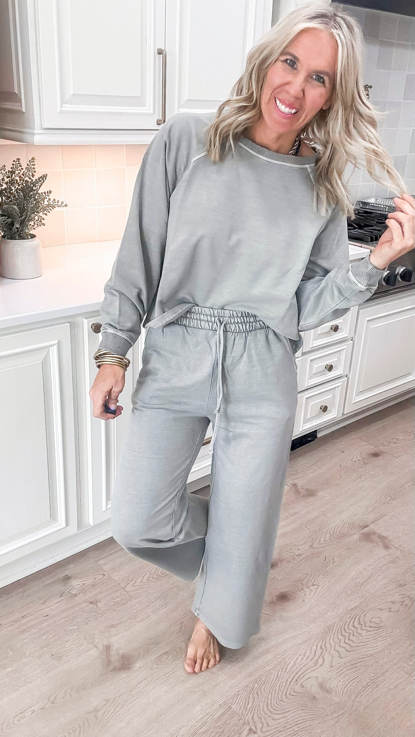 Washed French Terry Pullover & Pants Set - DEAL