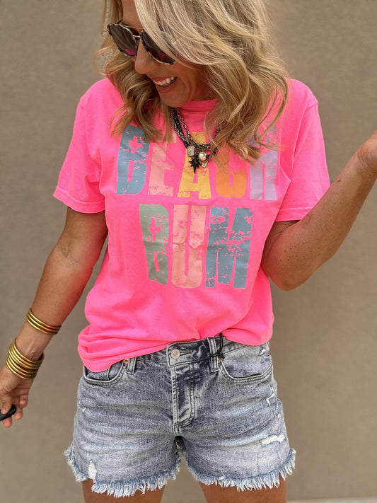 Hot Pink Beach Babe Garment Graphic T-shirt