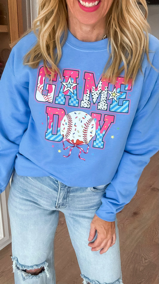 Ice Cream Drip Game Day Graphic Crewneck Sweatshirt