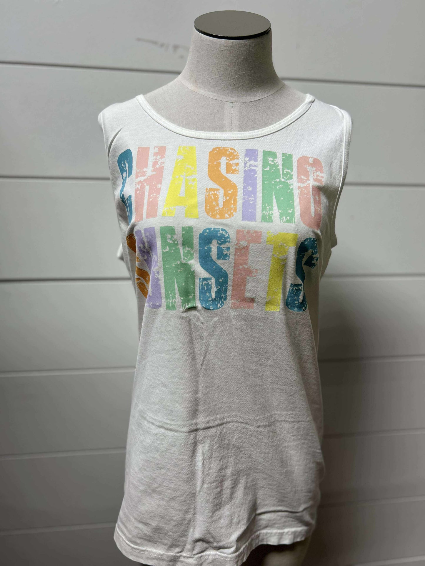 Chasing Sunsets Garment Dyed Graphic Tank Top