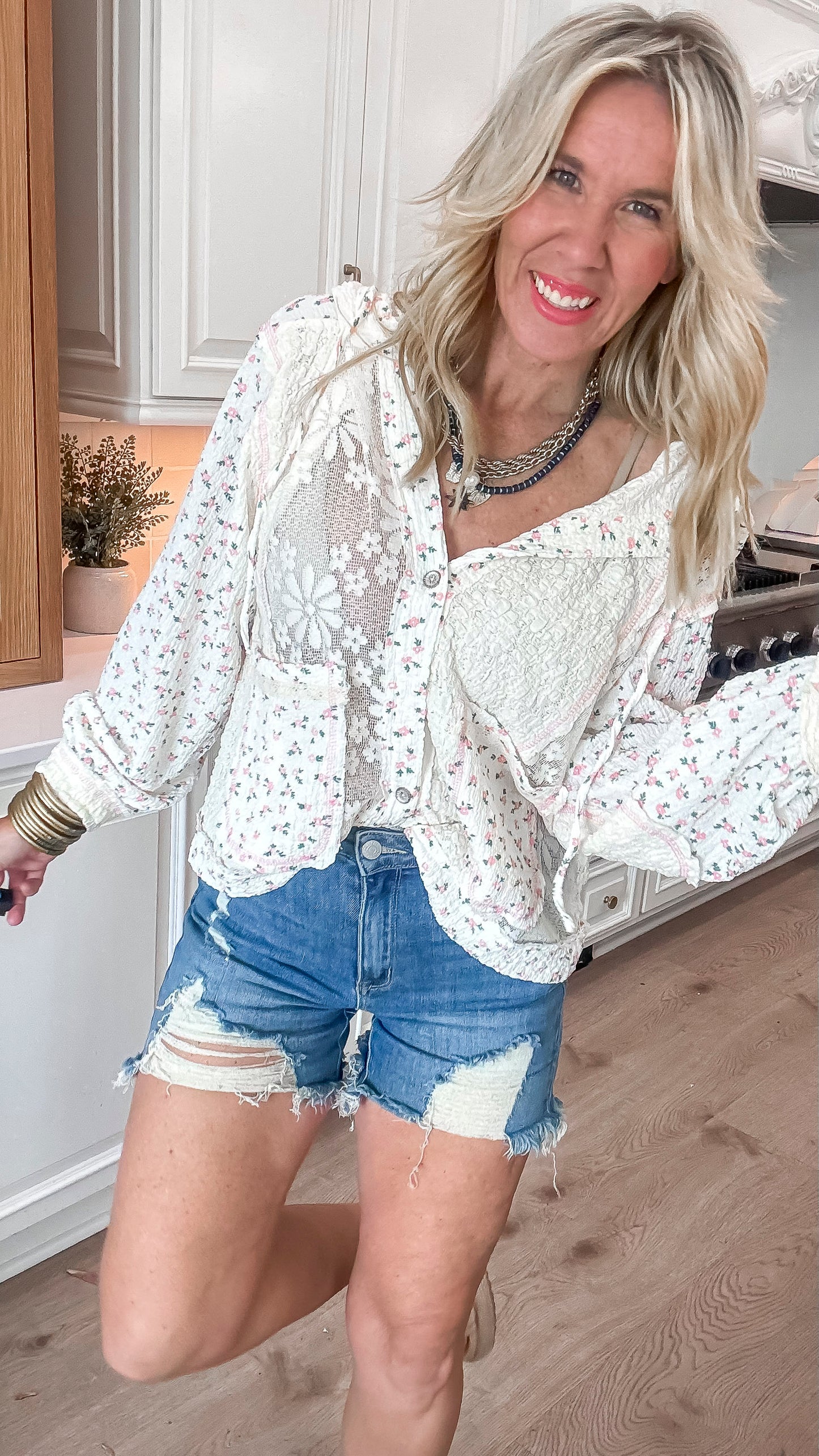 Cream Hoodie in Lace | POL