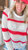 See My Stars and Stripes Crochet Loose Pullover Top