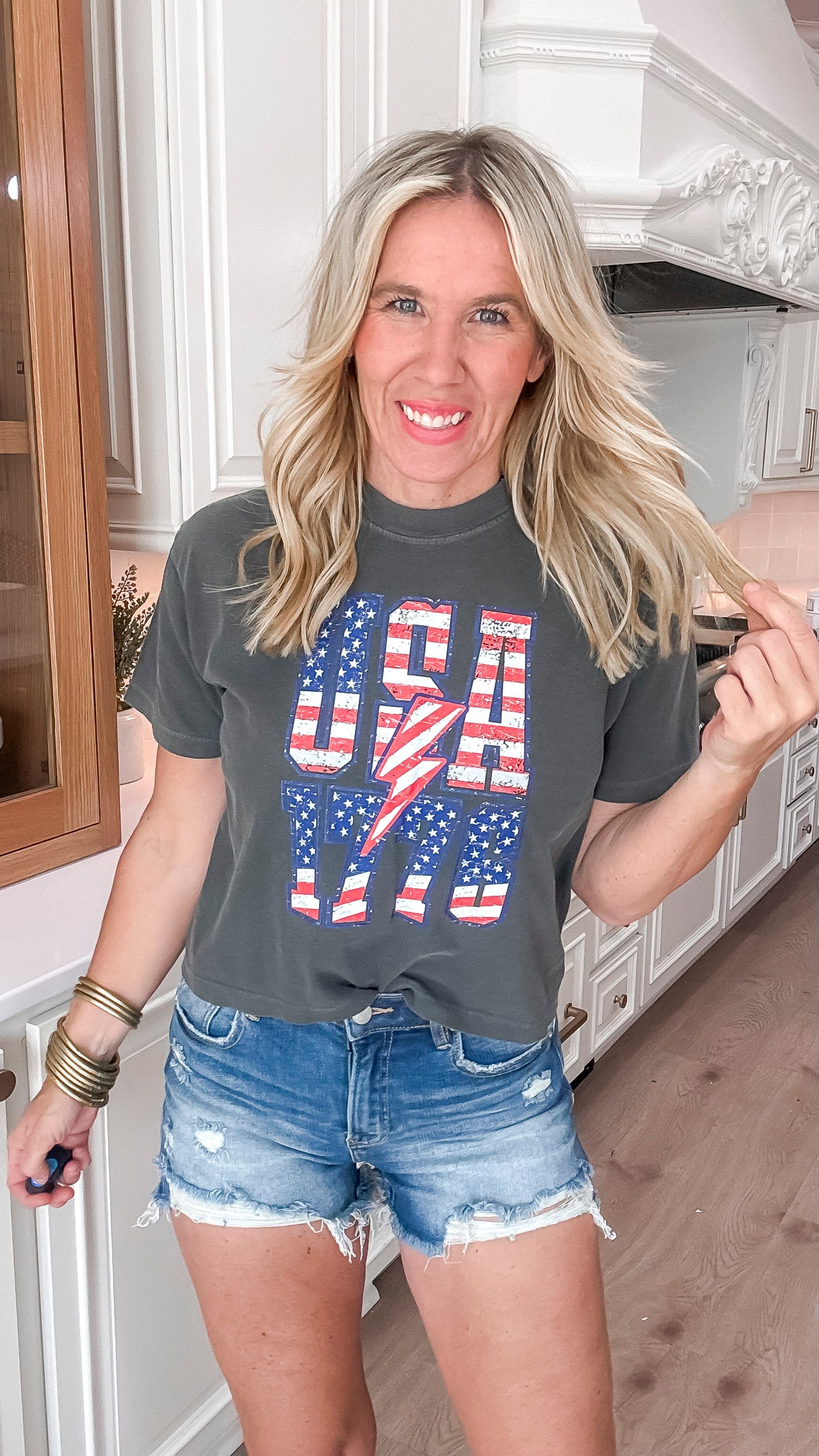 1776 USA Garment Dyed Graphic Boxy Crop T-shirt - Final Sale