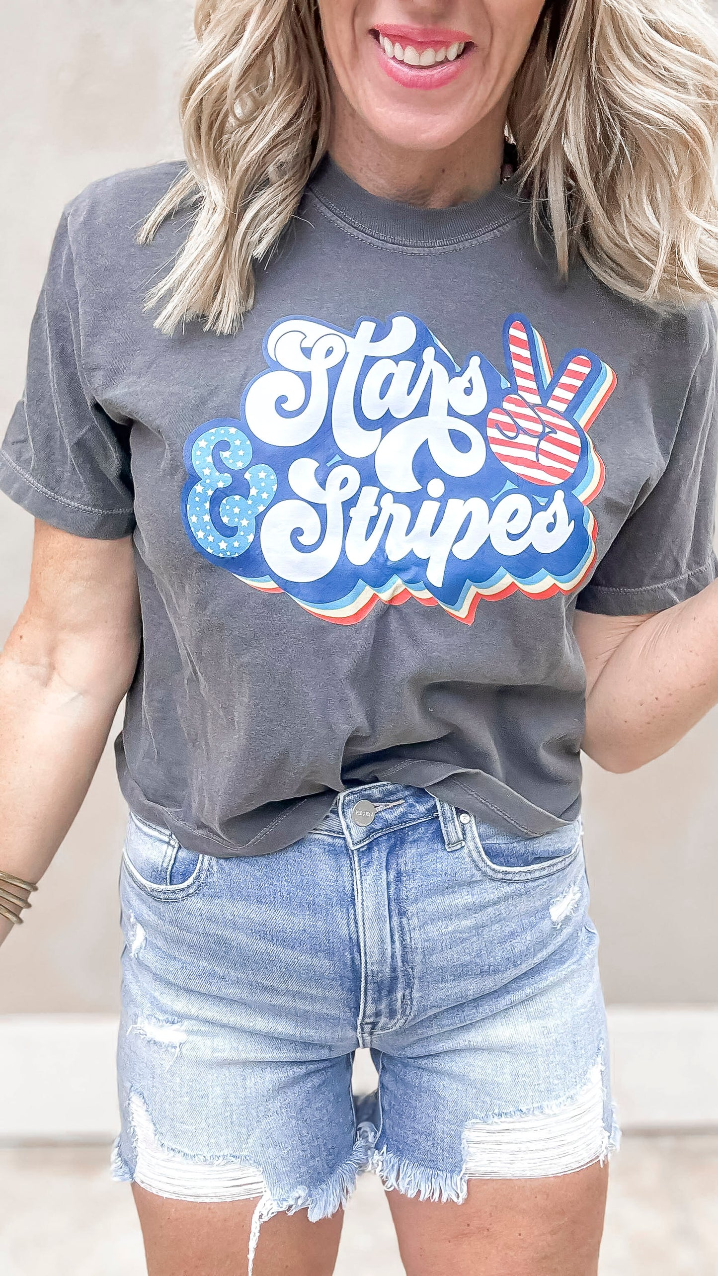 Stars & Stripes Garment Dyed Graphic Boxy Crop T-shirt - Final Sale