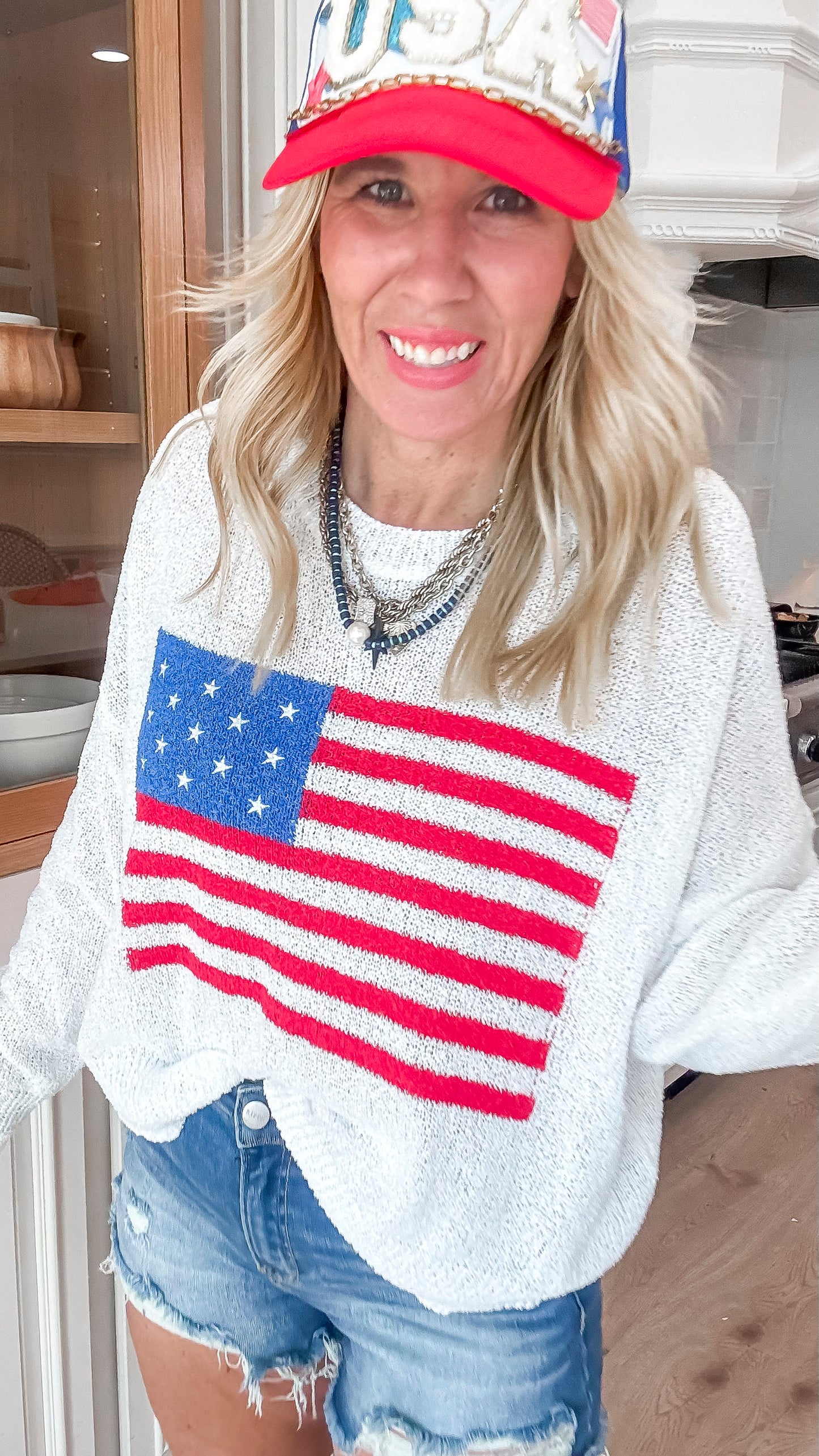 American Flag Sweater Top - Final Sale