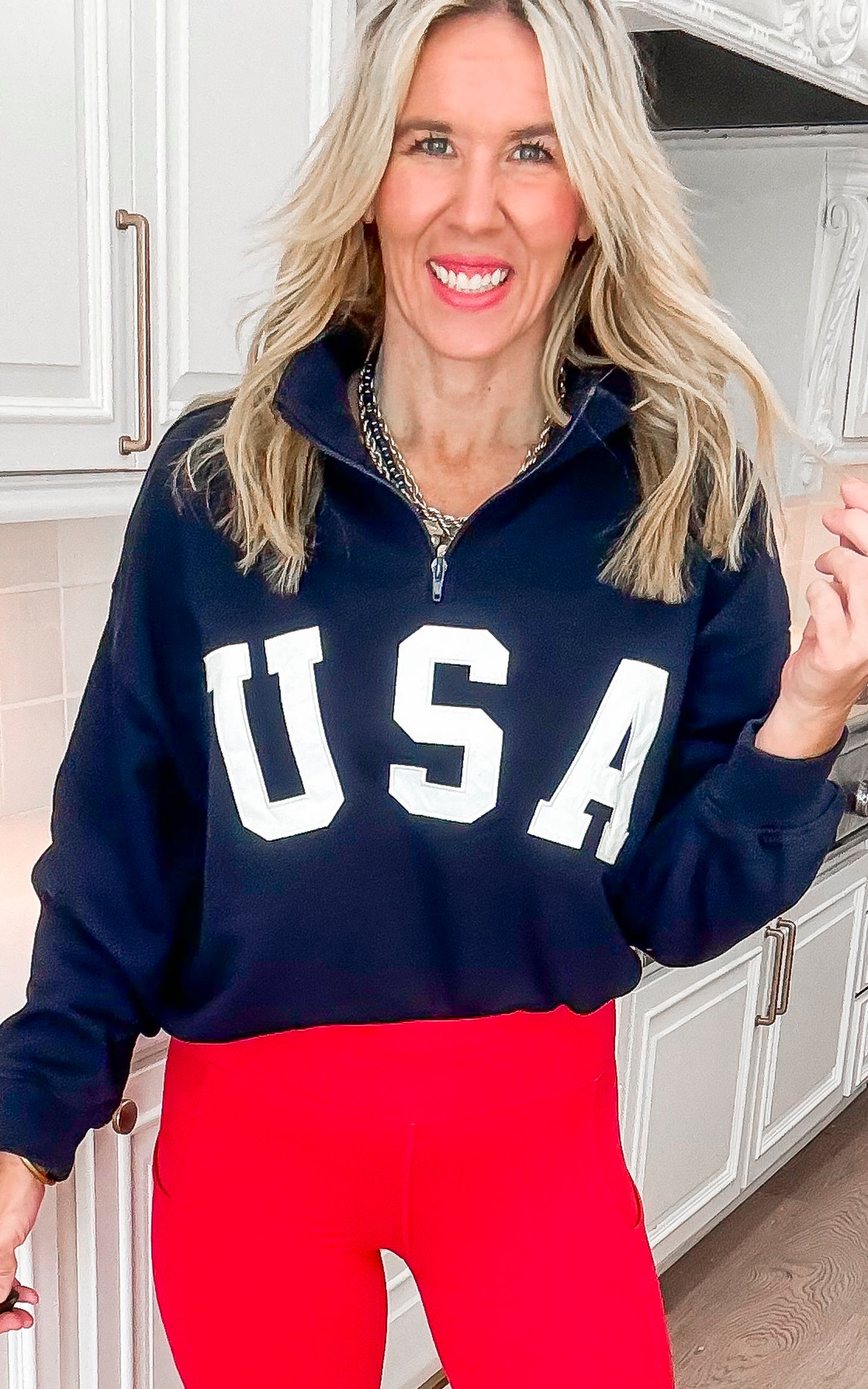 USA Half Zip Oversized Sweatshirt