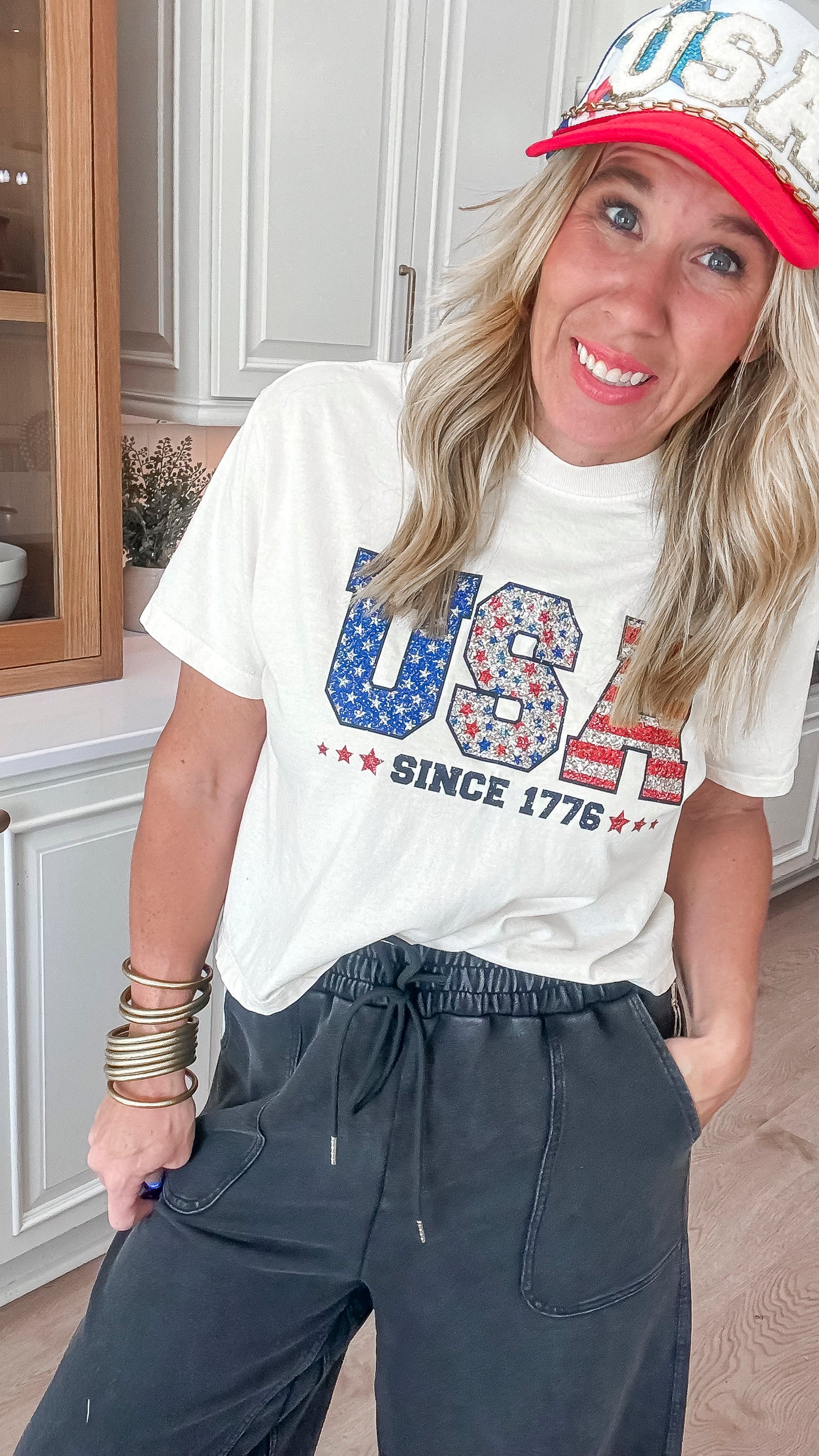 USA Garment Dyed Graphic Boxy Crop T-shirt