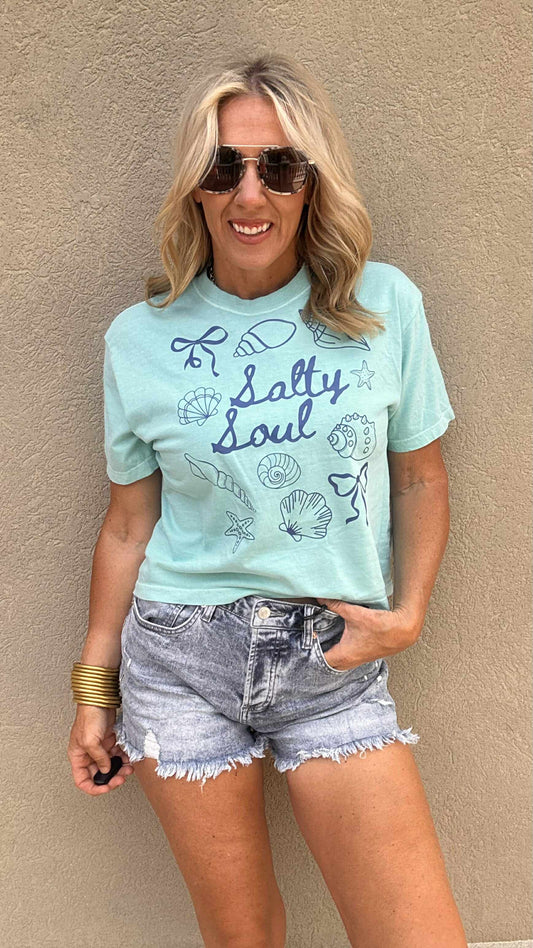 Salty Soul Garment Dyed Graphic Boxy Crop T-shirt