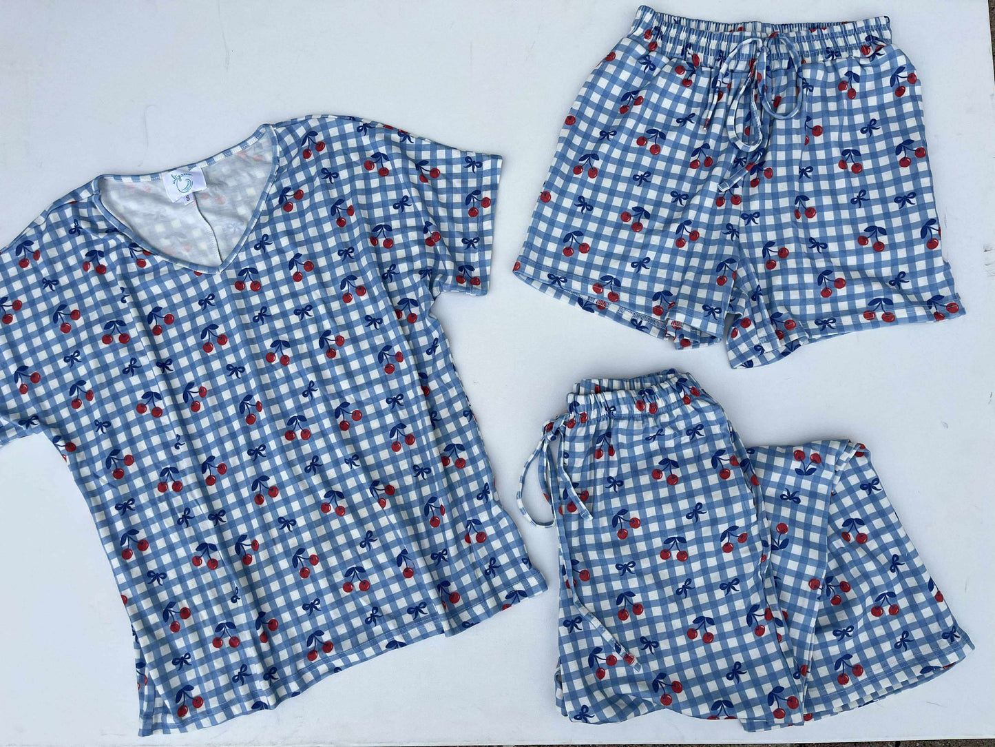 Cherry Plaid 3 Piece Pajama Set | Salty Wave