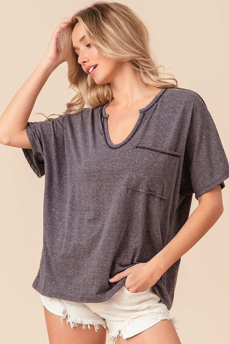 Triblend Knit With Out Stitching Detailed Front