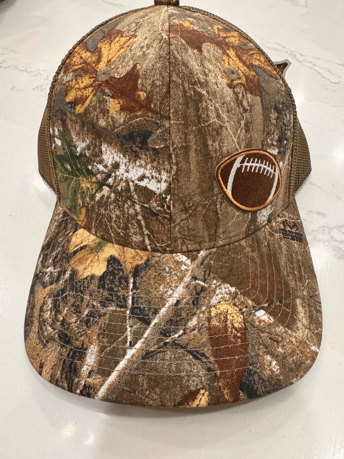 Sara's Custom Camo Mini Football Trucker Hat