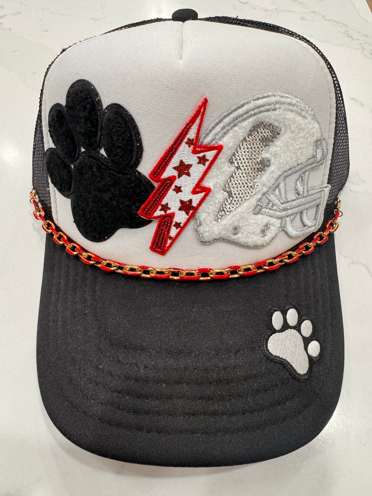 Sara's Custom Black Bulldog Football w/ Chain Trucker Hat