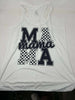 MAMA Checkered Graphic Racerback Tank Top