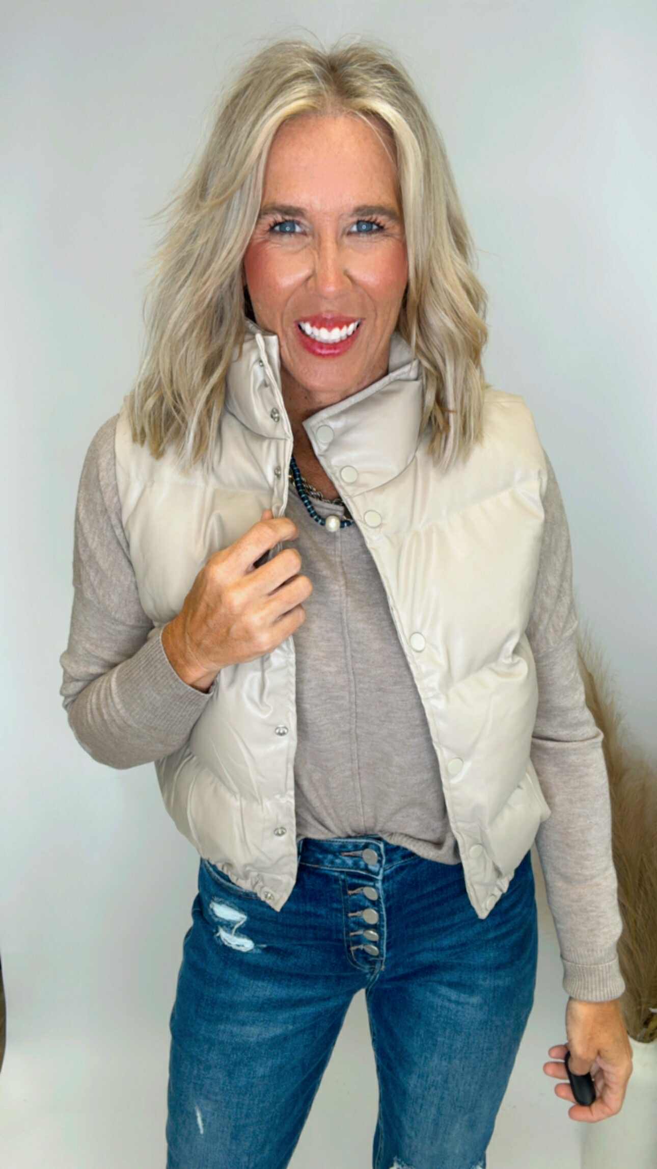 Layered in Leather Puffer Vest (2 COLORS)