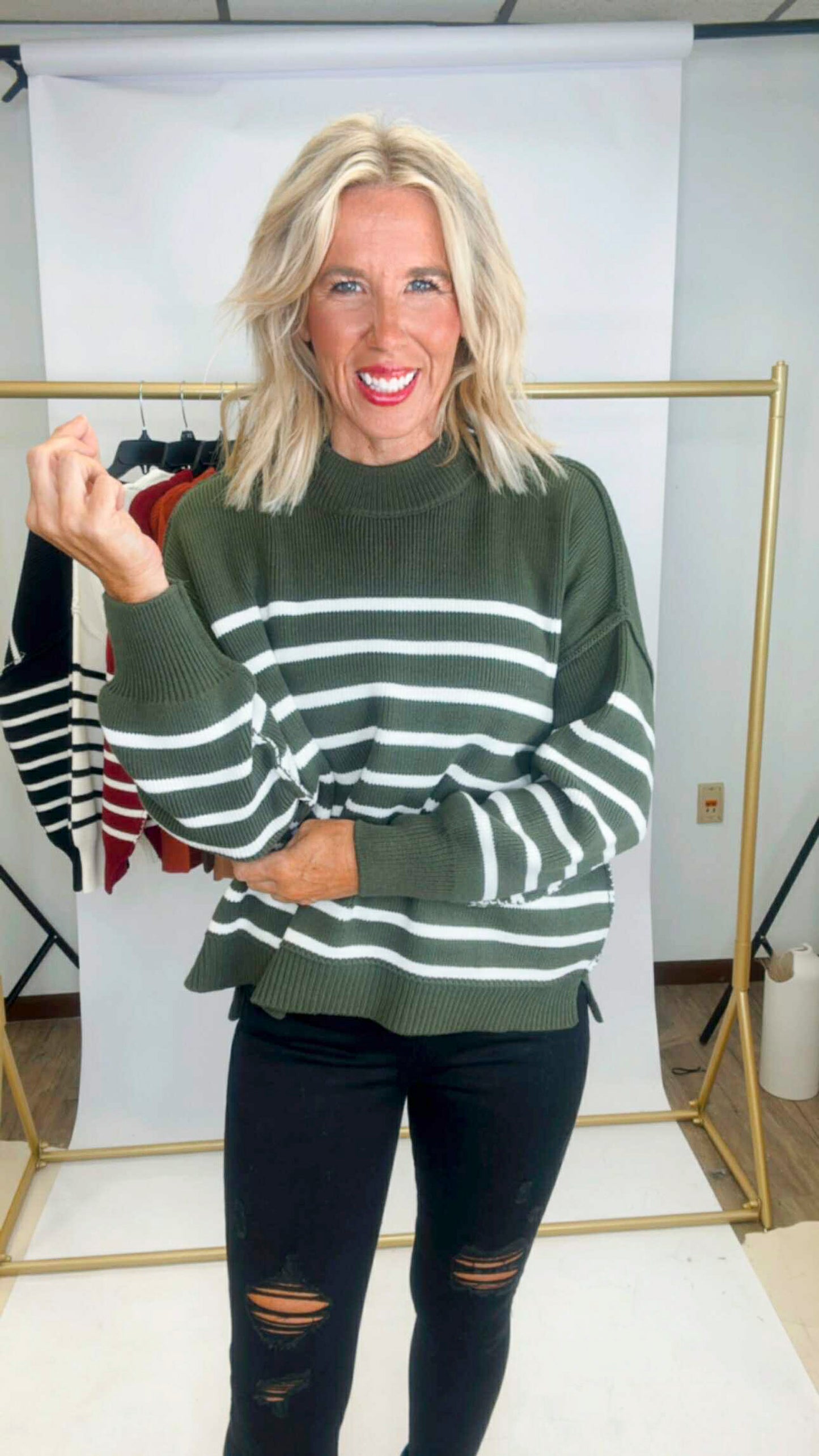 The Tessa Exposed Seam Striped Oversized Sweater | Zenana (8 COLORS) *DEAL*